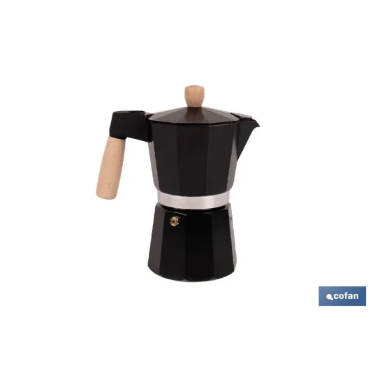 CAFETERA ITALIANA DE INDUCCIÓN NEGRA 6 TAZAS