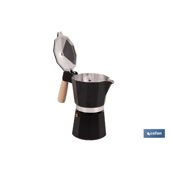 CAFETERA ITALIANA DE INDUCCIÓN NEGRA 6 TAZAS