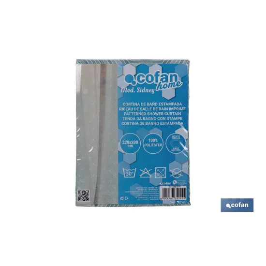 CORTINA DE BAÑO HEXAGONOS POLIÉSTER 220x200