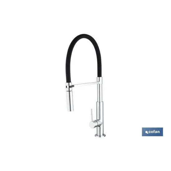 GRIFO COCINA MONOMANDO TUBO FLEXIBLE NEGRO 25 mm