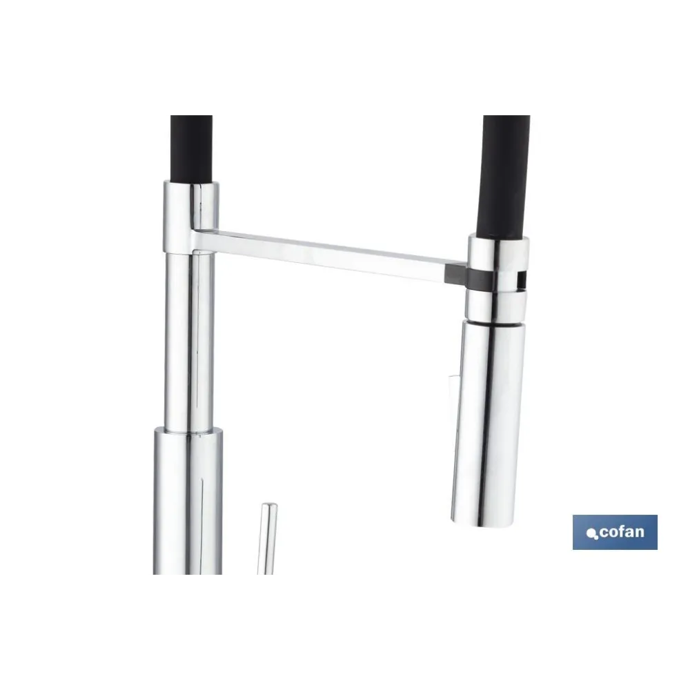 GRIFO COCINA MONOMANDO TUBO FLEXIBLE NEGRO 25 mm