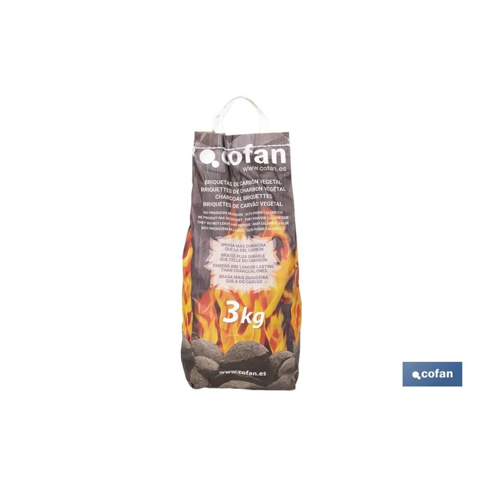 BOLSA BRIQUETAS CARBON VEGETAL 3 KGS