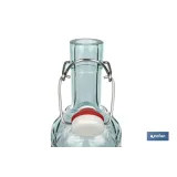 BOTELLA DE VIDRIO TRANSPARENTE AZUL CLARO CON CIERRE DE ESTRIBO 1 L VENTA UNITARIA
