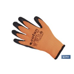 GUANTE NARANJA FLÚOR CON REVESTIMIENTO DE LATEX TERMICO TALLA 9 VENTA UNITARIA
