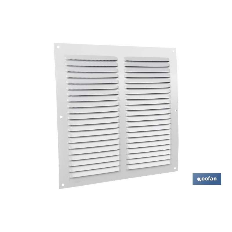 REJILLA DE VENTILACIÓN ALUMINIO BLANCO CON MOSQUITERA 25 X 25 CM