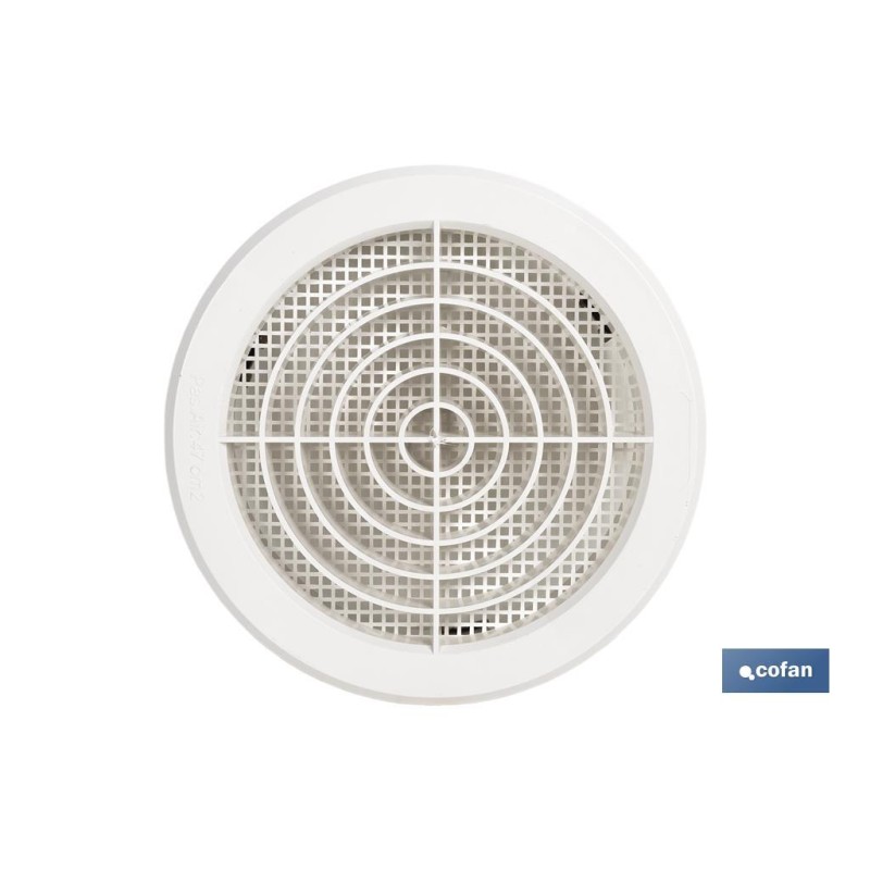 REJILLA DE VENTILACIÓN ABS BLANCO PARA EMPOTRAR A TUBO CON CLIP Ø12-14 CM