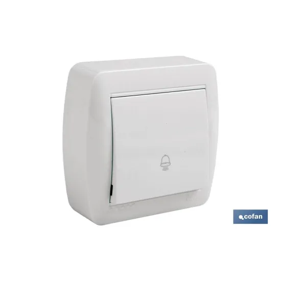PULSADOR CAMPANA SUPERFICIE MODELO ATLANTIS 10A BLANCO