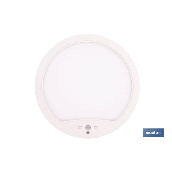 DOWNLIGHT DE SUPERFICIE BLANCO CON SENSOR DE PRESENCIA Y CREPUSCULAR 18 W Ø230 MM