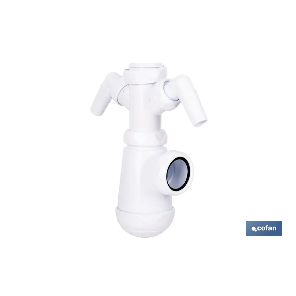 SIFÓN DE BOTELLA CON SALIDA Ø32-40 MM, RACOR 1 1/2 Y 2 TOMAS AUXILIARES