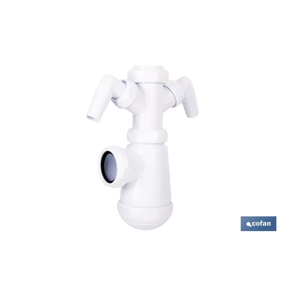 SIFÓN DE BOTELLA CON SALIDA Ø32-40 MM, RACOR 1 1/2 Y 2 TOMAS AUXILIARES