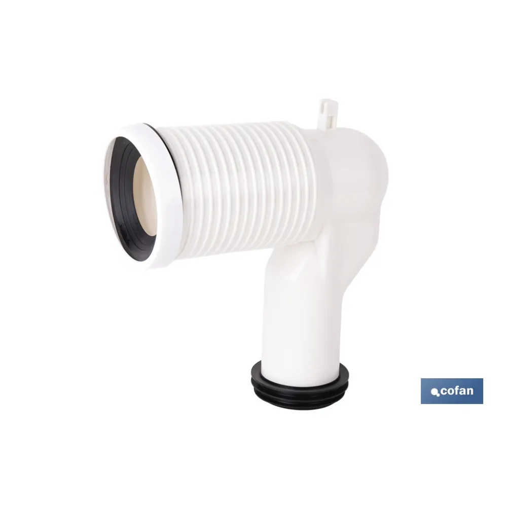 MANGUITO DE CONEXIÓN ACODADO 90° RECORTABLE PARA INODORO CON GOMA LABIADA Ø110 MM