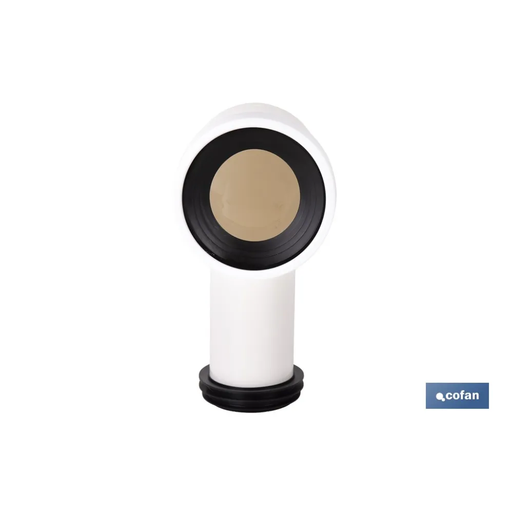 MANGUITO DE CONEXIÓN ACODADO 90° RECORTABLE PARA INODORO CON GOMA LABIADA Ø110 MM