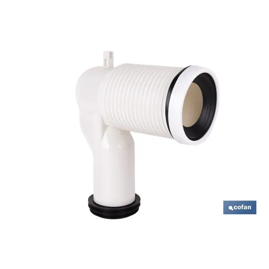 MANGUITO DE CONEXIÓN ACODADO 90° RECORTABLE PARA INODORO CON GOMA LABIADA Ø110 MM
