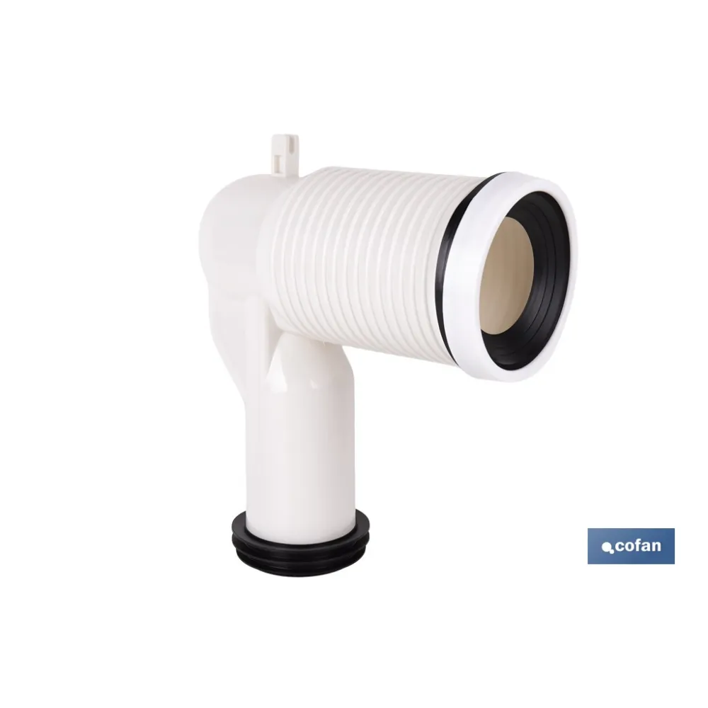 MANGUITO DE CONEXIÓN ACODADO 90° RECORTABLE PARA INODORO CON GOMA LABIADA Ø110 MM