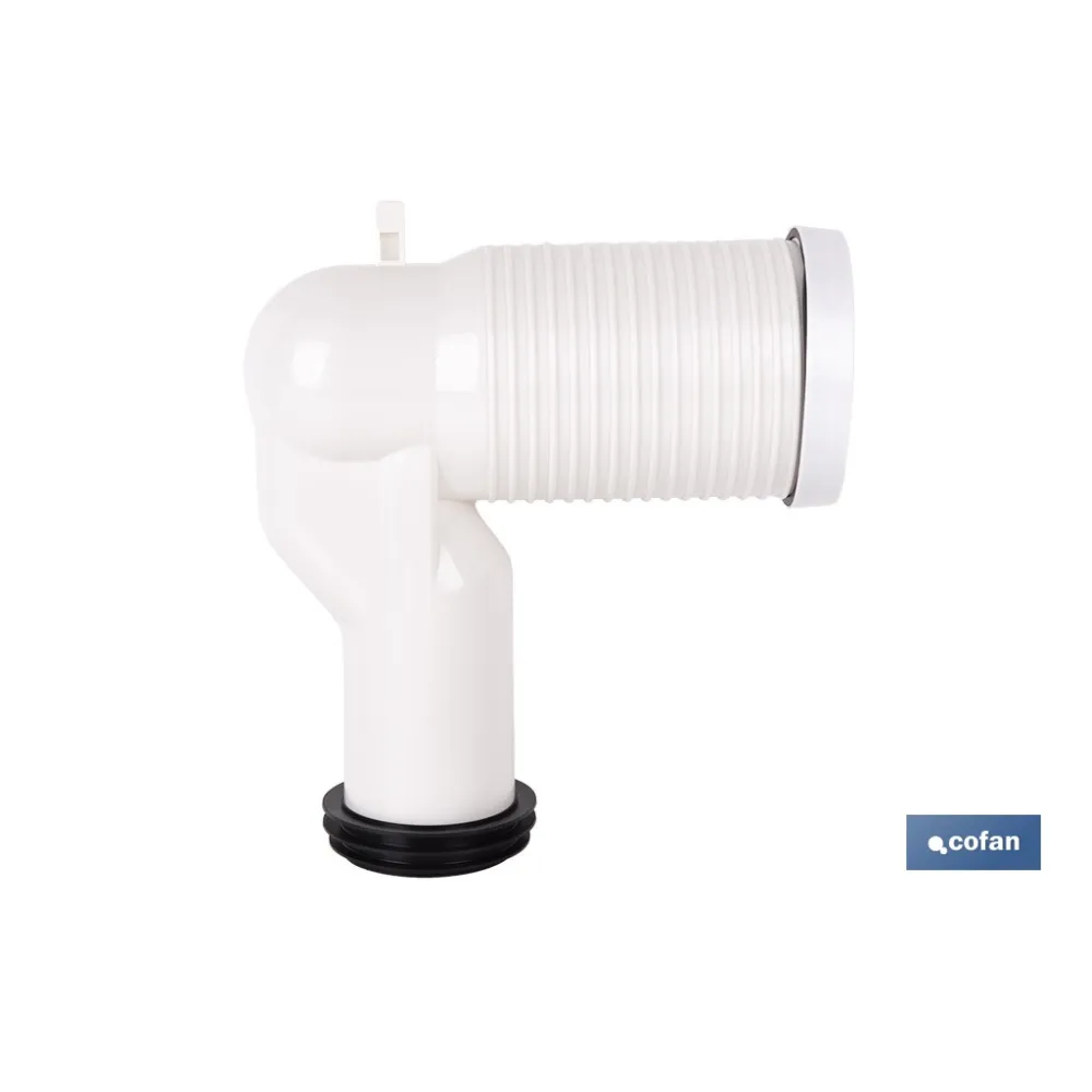 MANGUITO DE CONEXIÓN ACODADO 90° RECORTABLE PARA INODORO CON GOMA LABIADA Ø110 MM