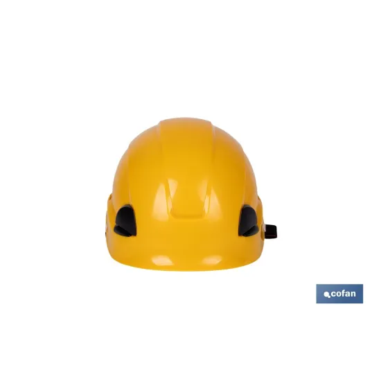 CASCO INDUSTRIAL DE SEGURIDAD EN COLOR AMARILLO CON REGULADOR Y BARBUQUEJO