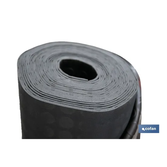 SUELO DE CAUCHO NEGRO CÍRCULOS 3 MM 1,00 X 10 M