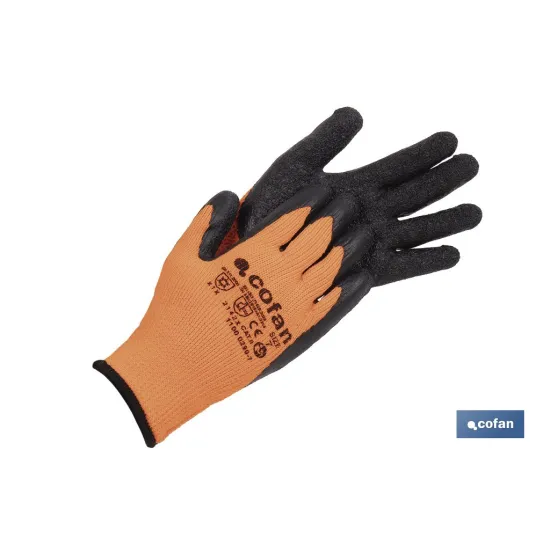 GUANTE NARANJA FLUOR CON REVESTIMIENTO LATEX TERMICO T-9