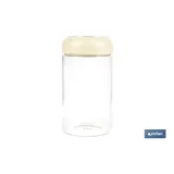 BOTE DE VIDRIO BOROSILICATO CON TAPA BEIGE GAMA LAUREL 1000 ML