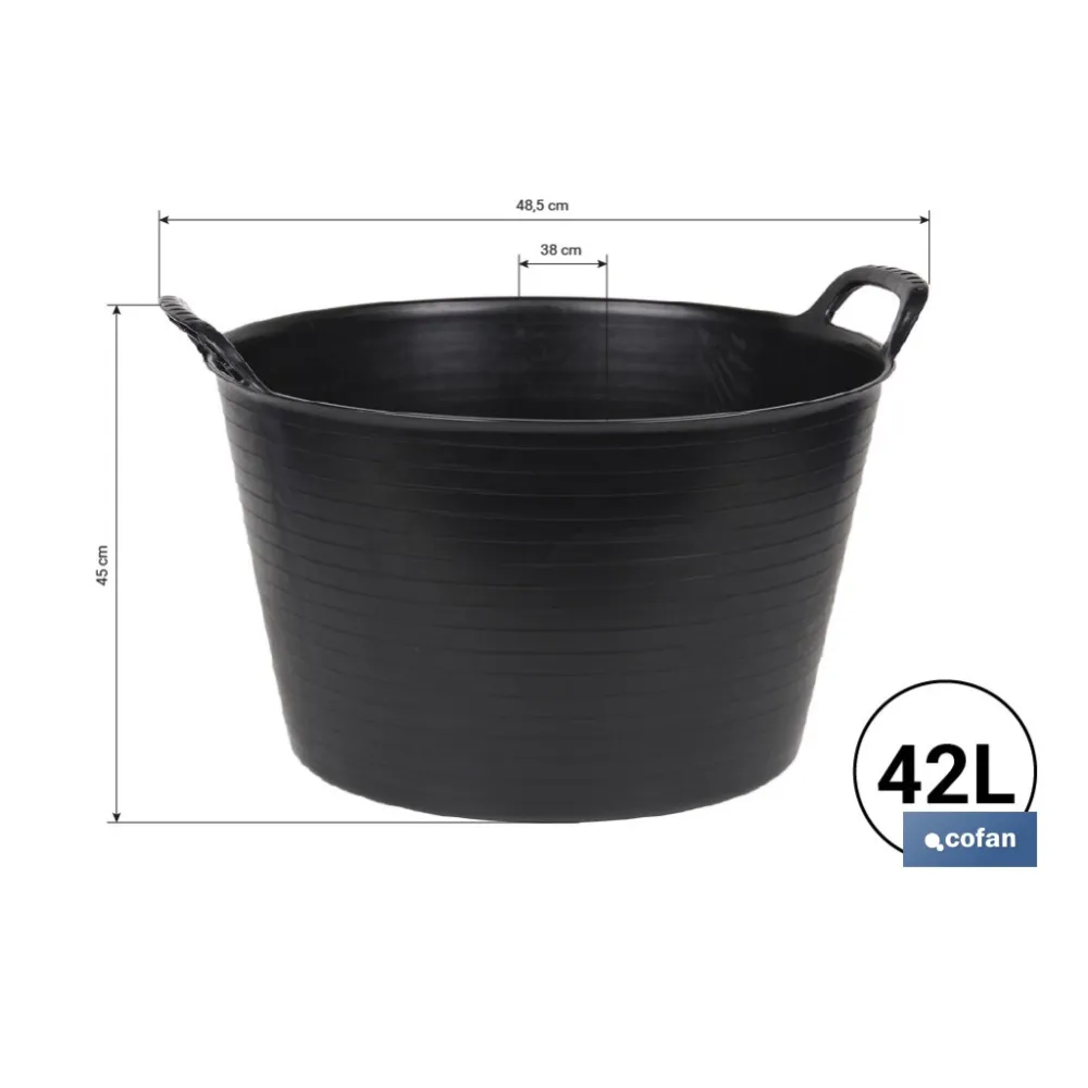CAPAZO   NEGRO  RECICLADO  42 L   48.5 X 45 X 38 CM