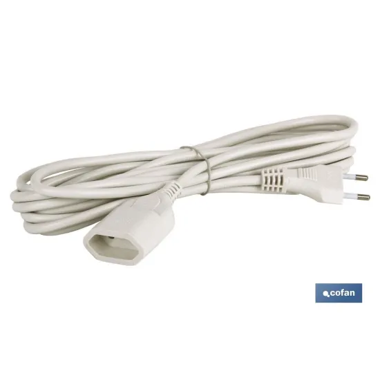 PROLONGADOR BIPOLAR 10A250V ESPIGAø4 CABLE 5M BLANCO