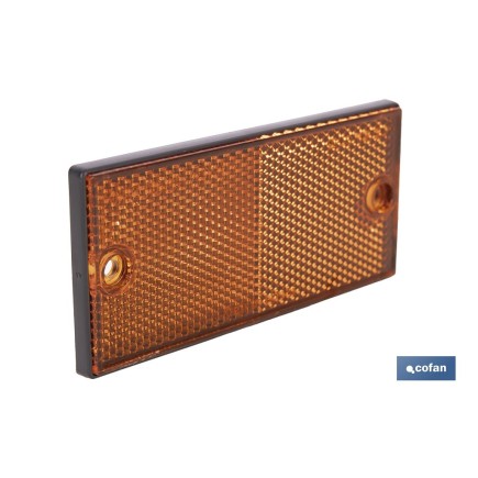 CATADIÓPTRICO RECTANGULAR ÁMBAR 106 X 50 MM CON AGUJERO SIN TORNILLO