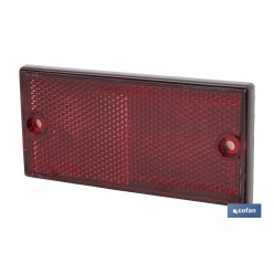 CATADIÓPTRICO RECTANGULAR ROJO 106 X 50 MM CON AGUJERO SIN TORNILLO CON ADHESIVO