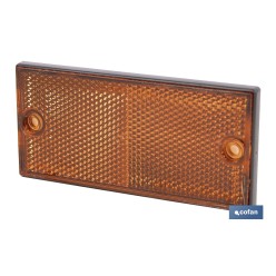 CATADIÓPTRICO RECTANGULAR ÁMBAR 106 X 50 MM CON AGUJERO SIN TORNILLO CON ADHESIVO