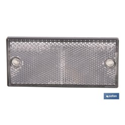 CATADIÓPTRICO RECTANGULAR BLANCO 106 X 50 MM CON AGUJERO SIN TORNILLO CON ADHESIVO