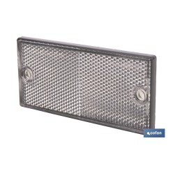 CATADIÓPTRICO RECTANGULAR BLANCO 106 X 50 MM CON AGUJERO SIN TORNILLO CON ADHESIVO