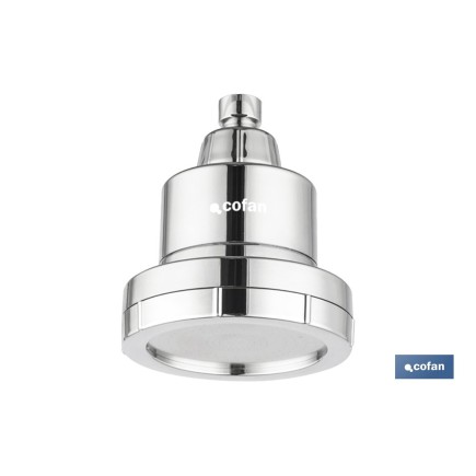 ROCIADOR DE DUCHA CON 15 FILTROS COLOR INOX. 11,5 X 13,5 CM