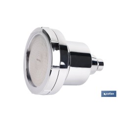 ROCIADOR DE DUCHA CON 15 FILTROS COLOR INOX. 11,5 X 13,5 CM