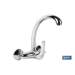 GRIFO DE COCINA/ LAVADERO MONOMANDO PARA PARED CON CAÑO ALTO