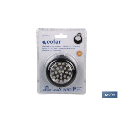 LÁMPARA 24 LED REDONDA IMAN/GANCHO