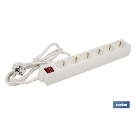 BASE MÚLTIPLE 6T. 1,4M CABLE C/INT. (16A-250V)