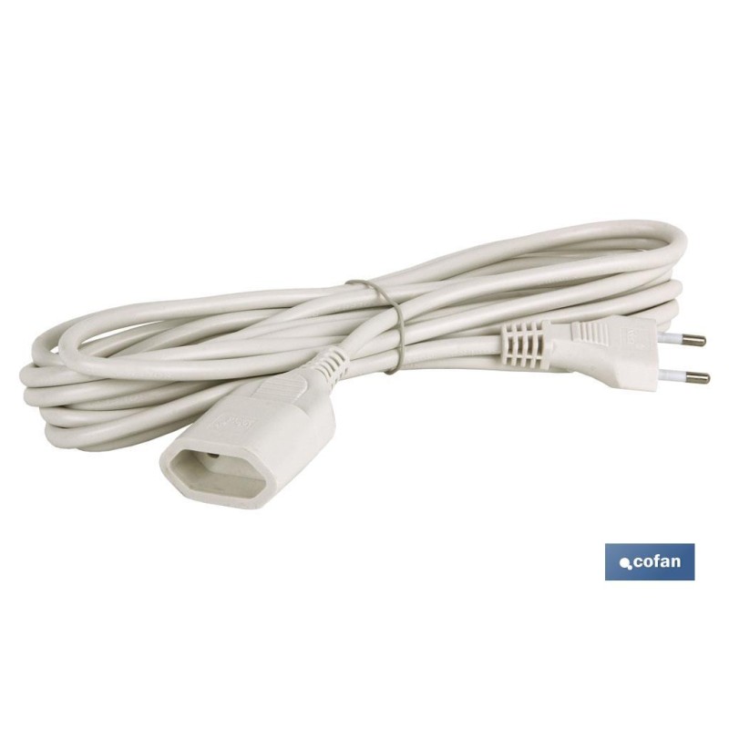 PROLONGADOR BIPOLAR 10A250V ESPIGAø4 CABLE 5M BLANCO