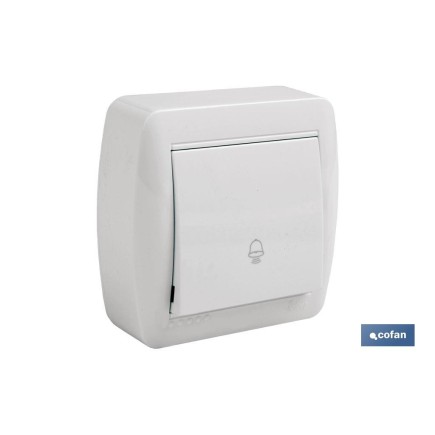 PULSADOR CAMPANA SUPERFICIE MODELO ATLANTIS 10A BLANCO