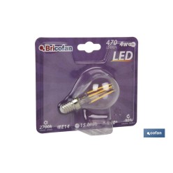 BOMBILLA LED ESFERICA FILAMENTO E14 4W 470LM 2700K