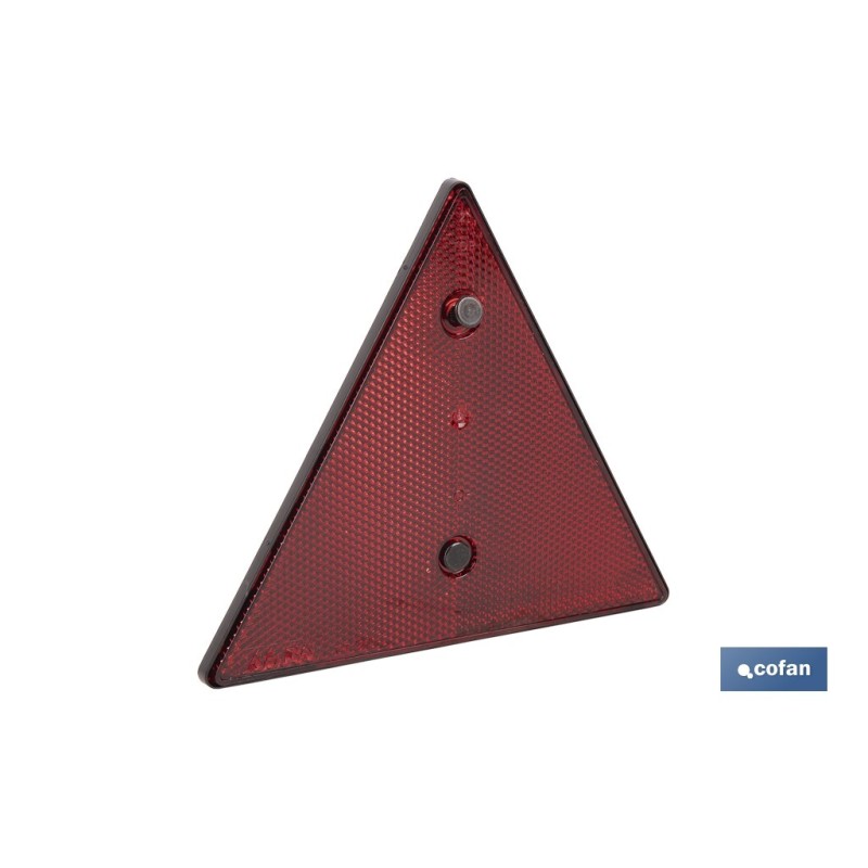 CATADIÓPTRICO TRIANGULAR ROJO 155 X 137 MM CON AGUJERO Y TORNILLOS
