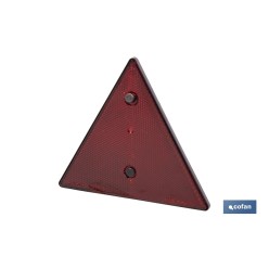 CATADIÓPTRICO TRIANGULAR ROJO 155 X 137 MM CON AGUJERO Y TORNILLOS