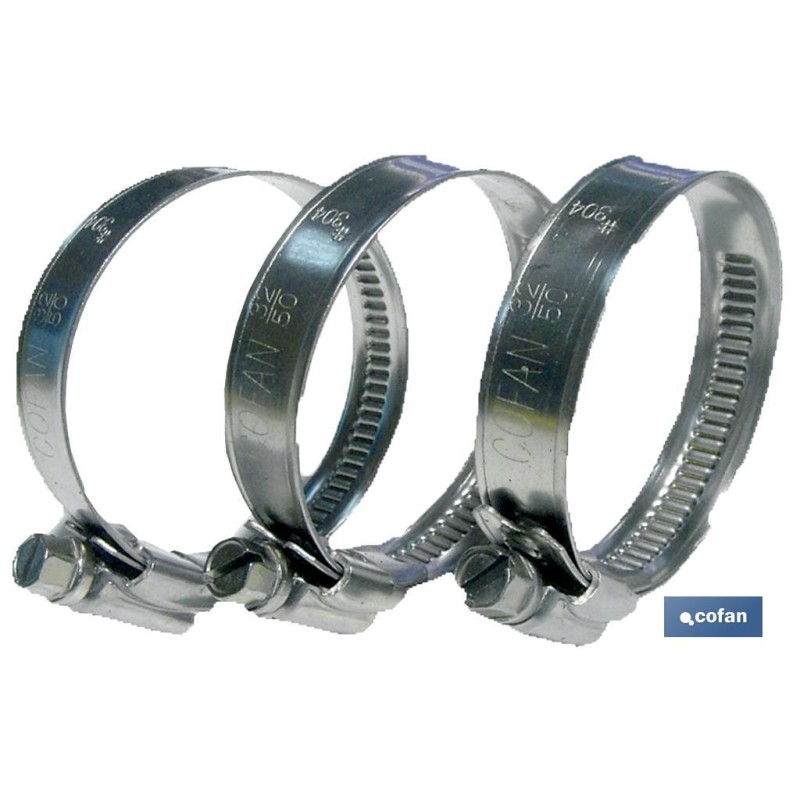 ABRAZADERA INOX A-2 BANDA 9mm  70-90 Venta unitaria