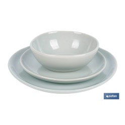 VAJILLA DE CERAMICA VERDE ESMALTADA CON DISEÑO IRREGULAR 12 PIEZAS