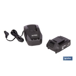 PACK CARGADOR 20 V 2.4 A Y BATERÍA LI-ION 20 V 2.0AH