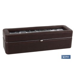 CAJA GUARDA RELOJES 6 UDS PIEL MARRÓN
