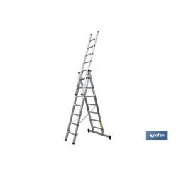 ESCALERA ALUMINIO TRIPLE 7 PELDAÑOS 2,00 + 2,00 + 2,00 M