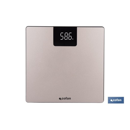 BÁSCULA DE BAÑO DIGITAL DE COLOR PIEDRA CON PANTALLA LED 30 X 30 X 2,2 CM