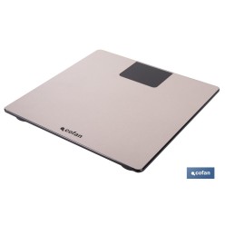 BÁSCULA DE BAÑO DIGITAL DE COLOR PIEDRA CON PANTALLA LED 30 X 30 X 2,2 CM