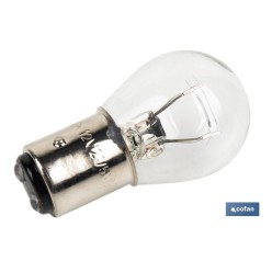 LÁMPARA COFAN 2 POLOS BLANCA DESCENTRADA P21/5W (BAZ15d) 12V venta unitaria