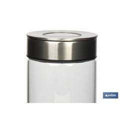 FRASCO BOROSILICATO+ACERO MODELO CICER 1000 ML 18.5 X 10 CM