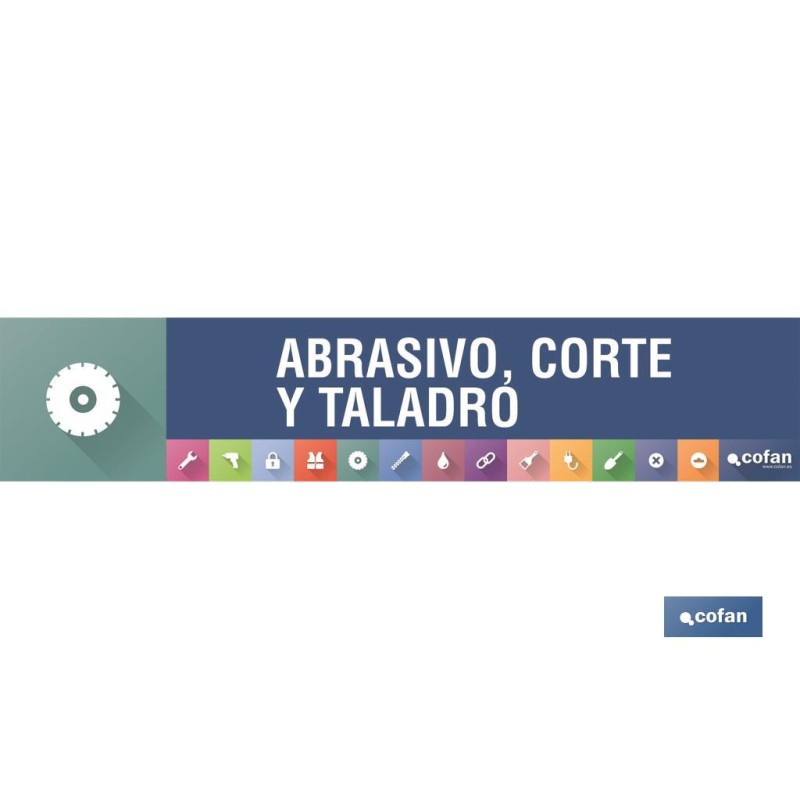 SEÑALETICA IMANTADA PARA EXPOSITOR 975 x 200 mm - ABRASIVO, CORTE Y TALADRO